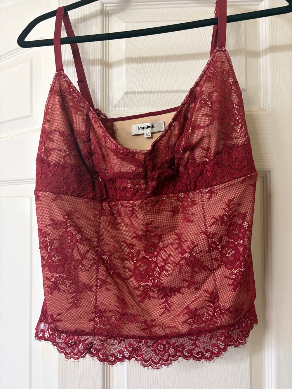 Poplush Lace Chemise Cami in Wine